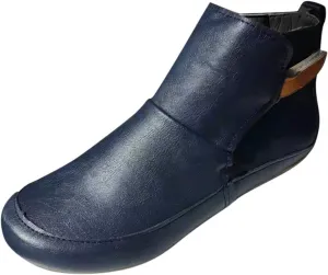 AMDBEL Boots For Women Ankle Booties, Arch Support Womens Low Heel Lace Up Zipper Booties Casual Slip On Leather Short Bootie