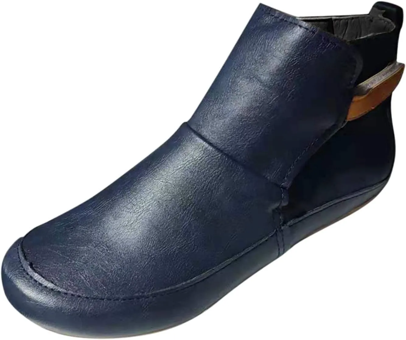 AMDBEL Boots For Women Ankle Booties, Arch Support Womens Low Heel Lace Up Zipper Booties Casual Slip On Leather Short Bootie