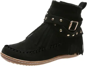 AMDBEL Fall Boots for Women 2023, Ankel Boots for Women Wedge Ankle Boots Braided Strap Western Heeled Booties Dress Shoes