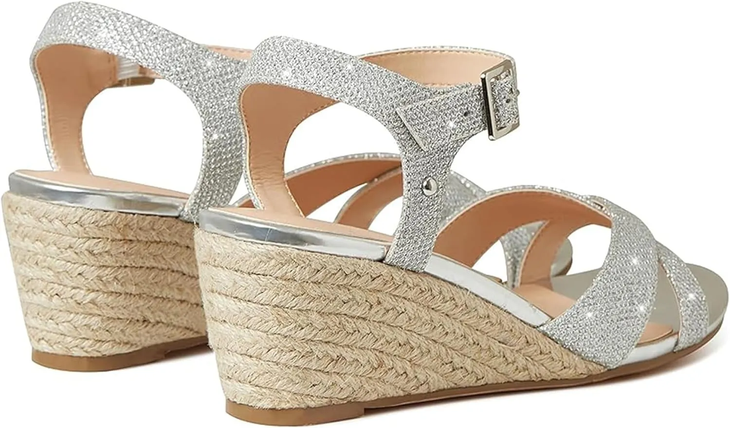 AMINUGAL Wedge Sandals for Women Cute Comfort Glitter Summer Sandals Fashion Dressy Espadrille Womens Sandals Casual Outdoor Low Heel Strappy Womens Dress Sandals