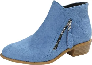 Ankle Boots for Women Mid Calf Boots Fashion Comfortable Soft Sole Ankle Boots Outdoor Casual Suede Zipper Short Boot