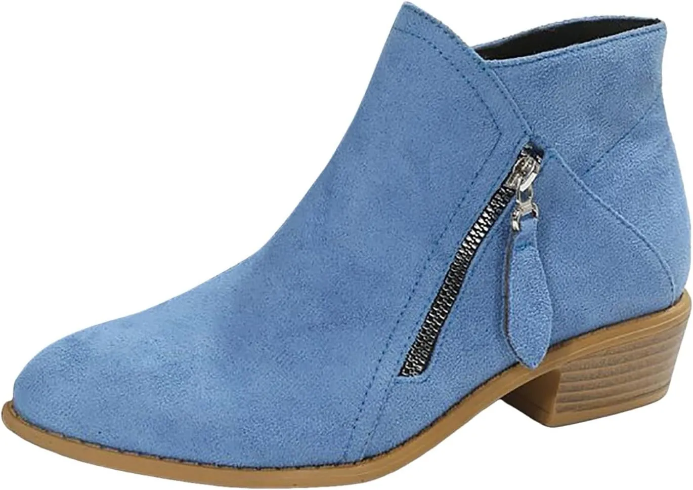 Ankle Boots for Women Mid Calf Boots Fashion Comfortable Soft Sole Ankle Boots Outdoor Casual Suede Zipper Short Boot