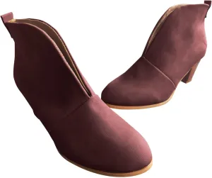 Ankle Boots for Women Wedge Arch Support Slip On Chunky Stacked Block Heel Ankle Booties Solid Suede Cut V Pull On Fashion Boots for Women Dressy Winter Fall Party