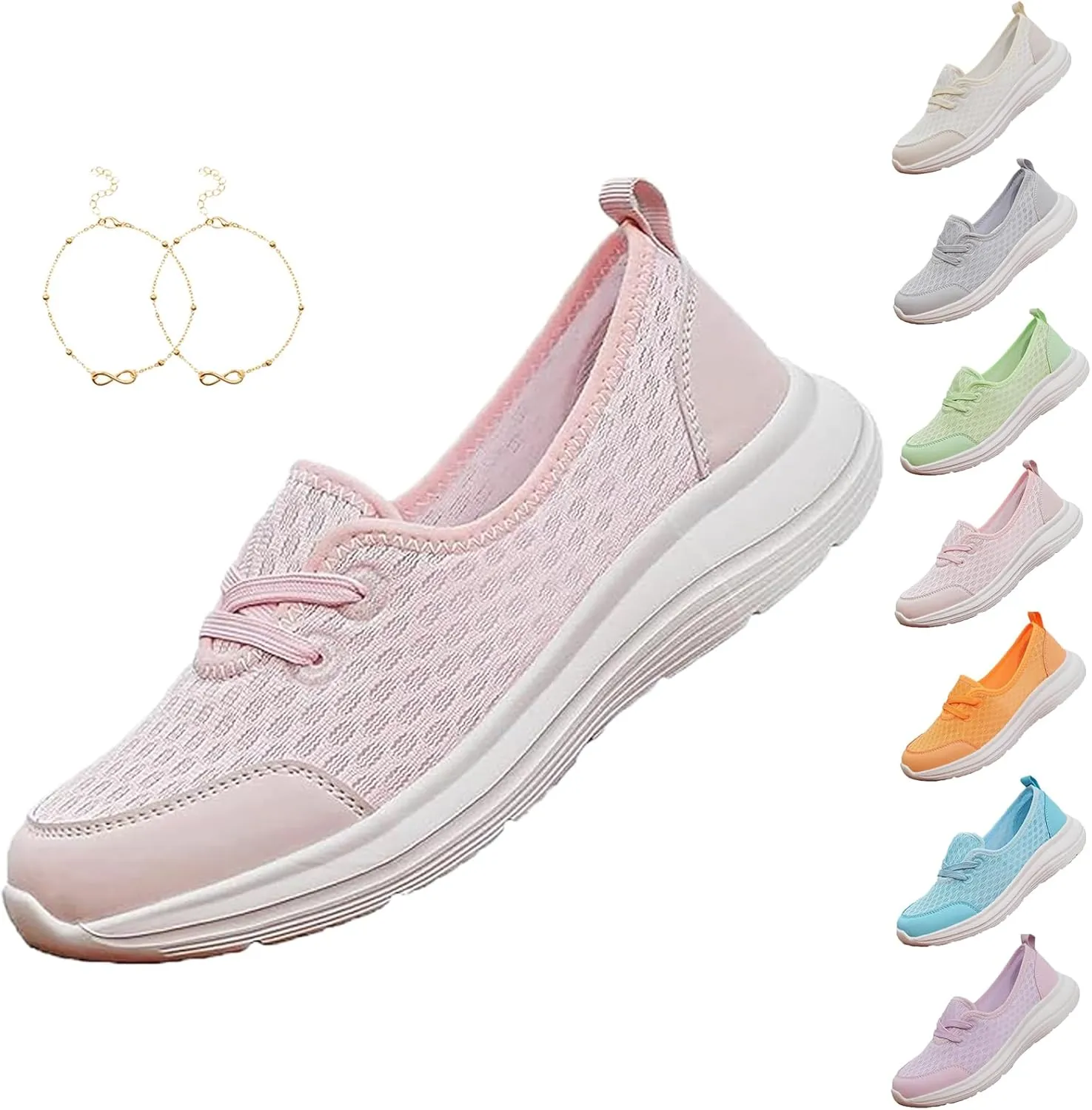 Azdealy Orthopedic Shoes, Azdealy Shoes, Women's Soft Sole Mesh Comfort Orthopedic Shoe, Slip On Orthopedic Sneakers Women Breathable Mesh Knitted Woven Low Top Walking Shoe