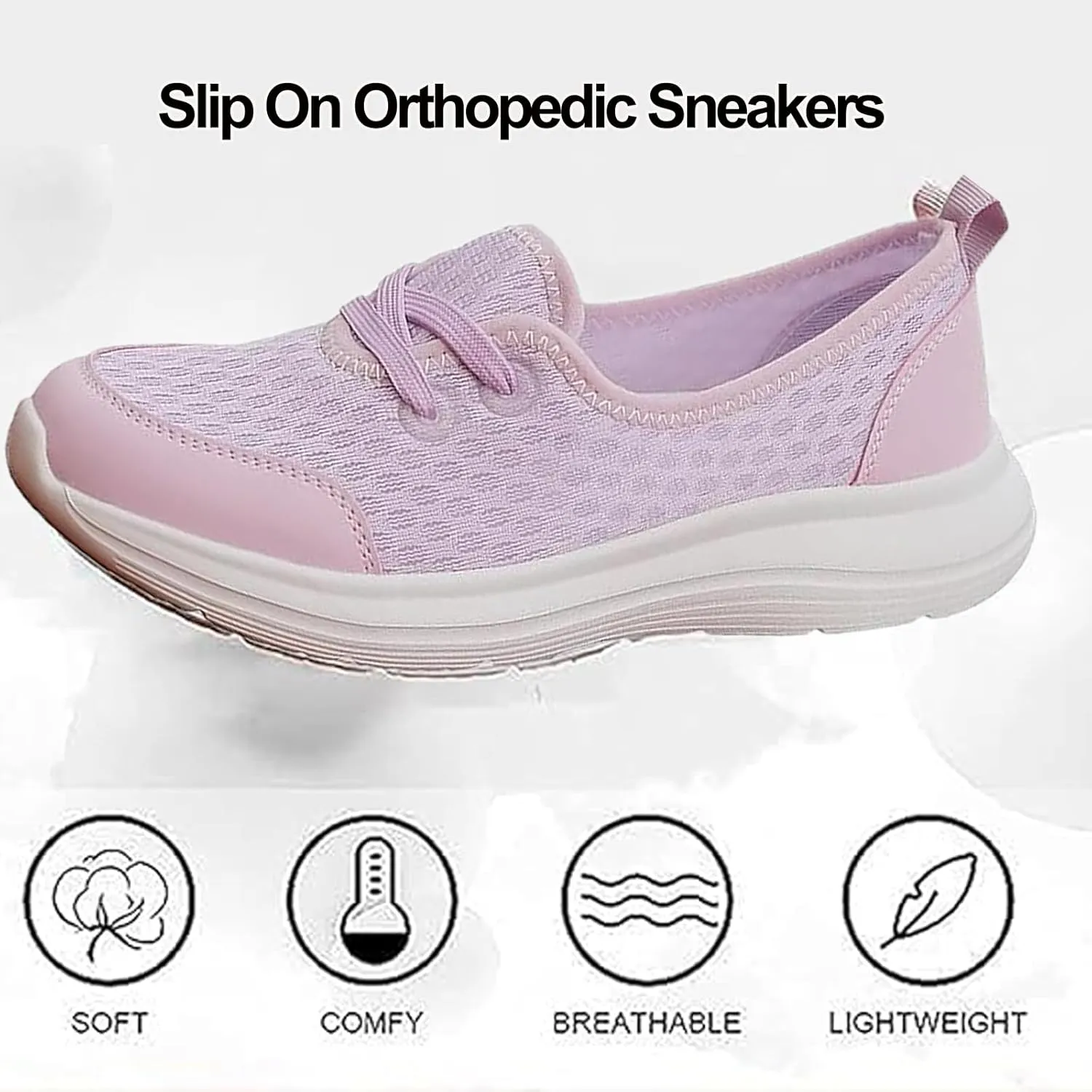 Azdealy Orthopedic Shoes, Azdealy Shoes, Women's Soft Sole Mesh Comfort Orthopedic Shoe, Slip On Orthopedic Sneakers Women Breathable Mesh Knitted Woven Low Top Walking Shoe