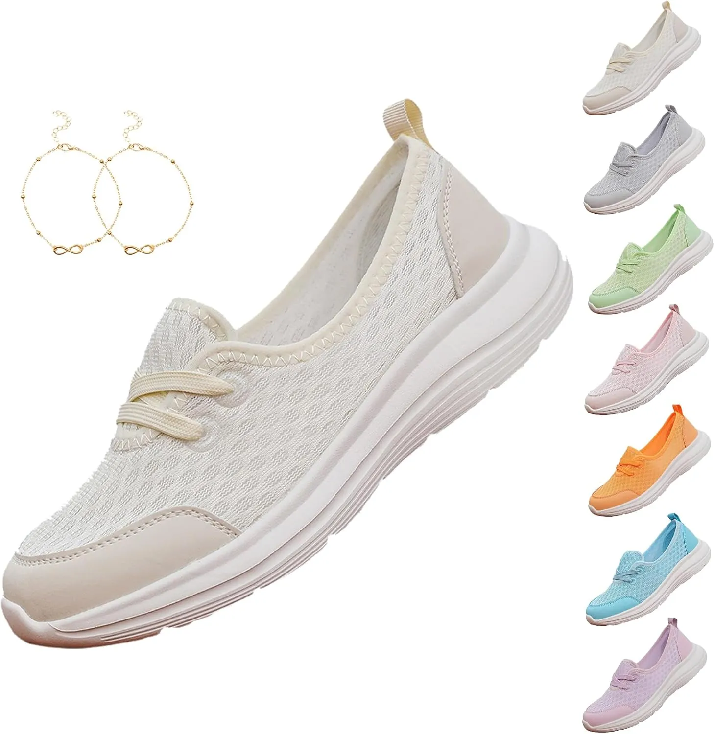 Azdealy Orthopedic Shoes, Azdealy Shoes, Women's Soft Sole Mesh Comfort Orthopedic Shoe, Slip On Orthopedic Sneakers Women Breathable Mesh Knitted Woven Low Top Walking Shoe