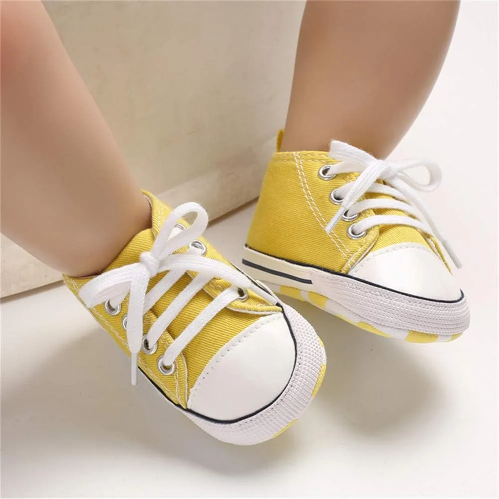 Baby Boys Girls Canvas Sneaker Soft Anti-Slip Sole Newborn Infant First Walkers Canvas Denim Shoes
