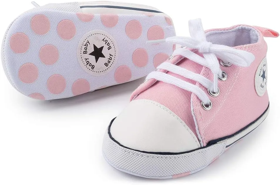 Baby Boys Girls Canvas Sneaker Soft Anti-Slip Sole Newborn Infant First Walkers Canvas Denim Shoes