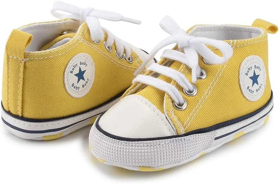 Baby Boys Girls Canvas Sneaker Soft Anti-Slip Sole Newborn Infant First Walkers Canvas Denim Shoes