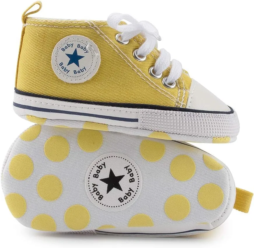 Baby Boys Girls Canvas Sneaker Soft Anti-Slip Sole Newborn Infant First Walkers Canvas Denim Shoes