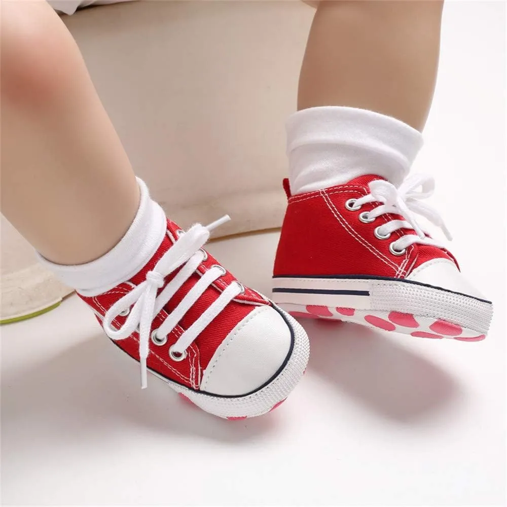 Baby Boys Girls Canvas Sneaker Soft Anti-Slip Sole Newborn Infant First Walkers Canvas Denim Shoes