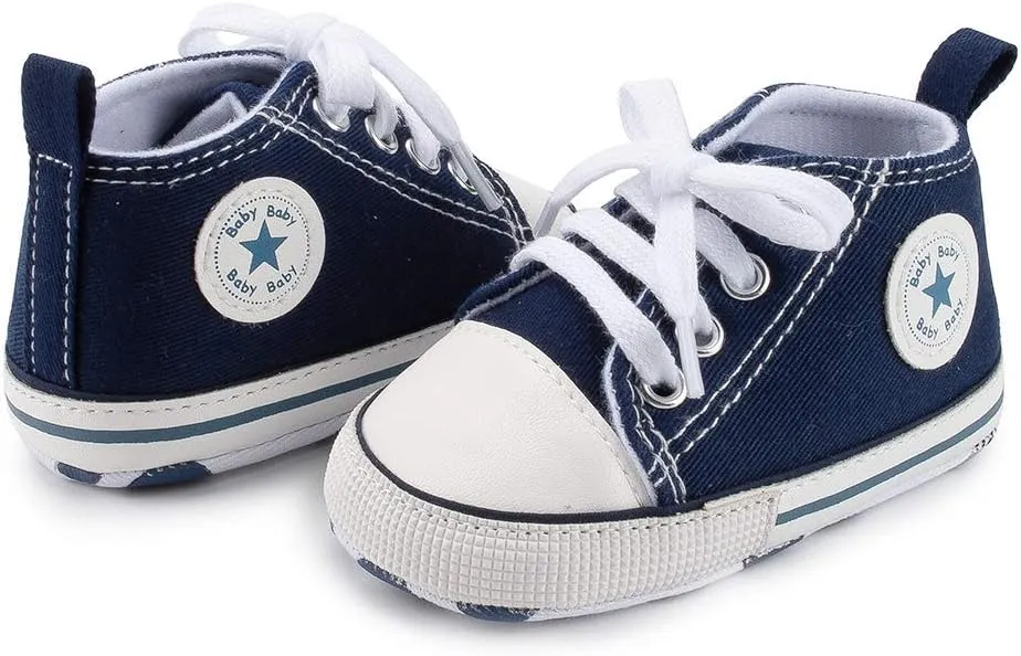 Baby Boys Girls Canvas Sneaker Soft Anti-Slip Sole Newborn Infant First Walkers Canvas Denim Shoes
