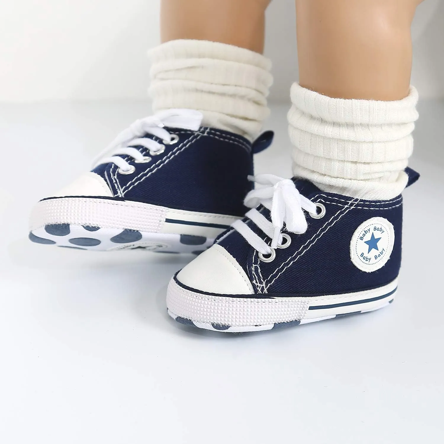 Baby Boys Girls Canvas Sneaker Soft Anti-Slip Sole Newborn Infant First Walkers Canvas Denim Shoes
