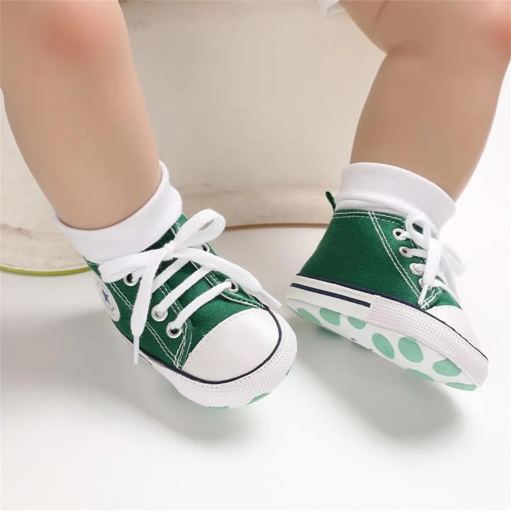 Baby Boys Girls Canvas Sneaker Soft Anti-Slip Sole Newborn Infant First Walkers Canvas Denim Shoes