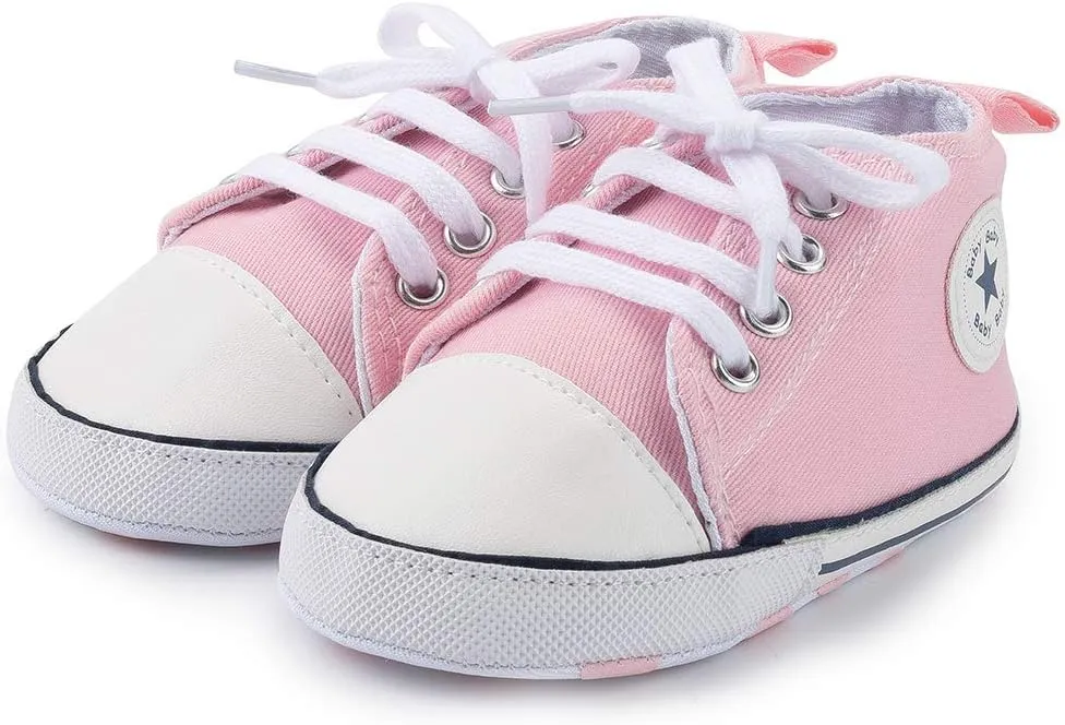 Baby Boys Girls Canvas Sneaker Soft Anti-Slip Sole Newborn Infant First Walkers Canvas Denim Shoes