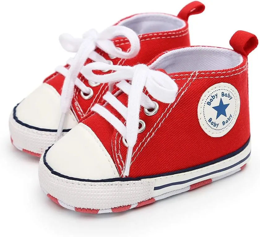 Baby Boys Girls Canvas Sneaker Soft Anti-Slip Sole Newborn Infant First Walkers Canvas Denim Shoes