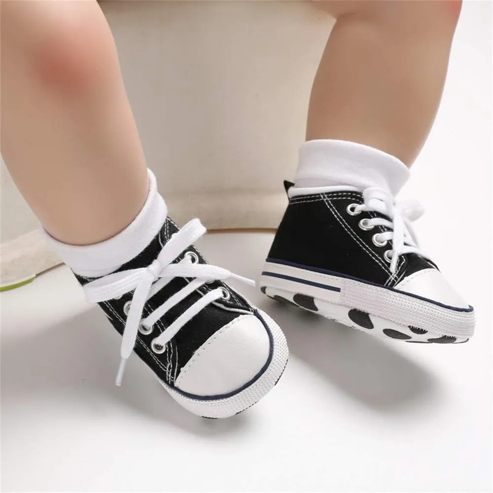Baby Boys Girls Canvas Sneaker Soft Anti-Slip Sole Newborn Infant First Walkers Canvas Denim Shoes