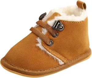 Baby Boys Girls Flat Bottom Plush Ankle Boots Fleece Anti-Slip Rubber Sole Sneakers Toddler Newborn High-top Shoes