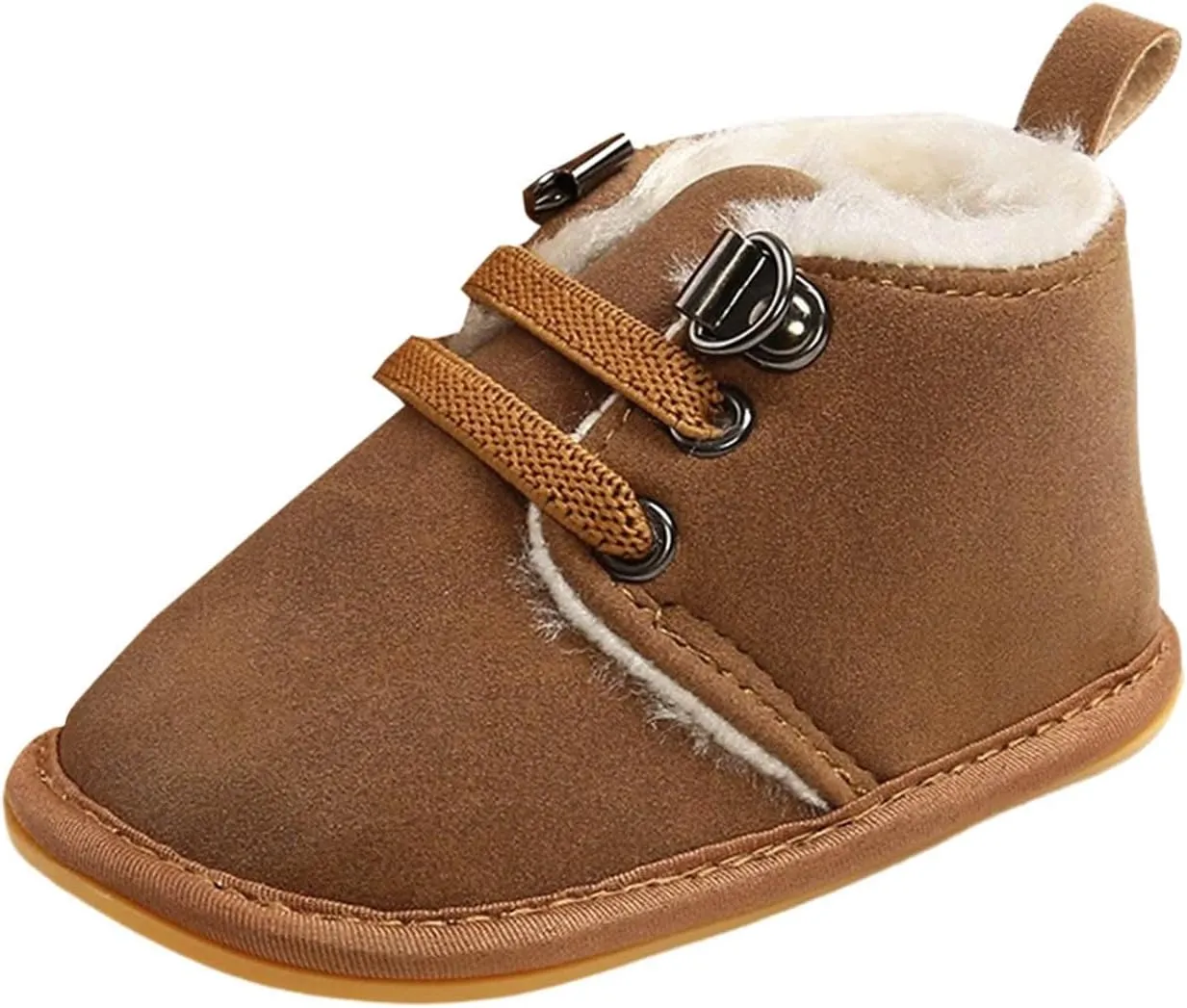 Baby Boys Girls Flat Bottom Plush Ankle Boots Fleece Anti-Slip Rubber Sole Sneakers Toddler Newborn High-top Shoes