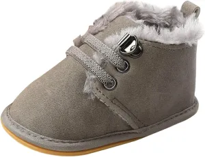 Baby Boys Girls Flat Bottom Plush Ankle Boots Fleece Anti-Slip Rubber Sole Sneakers Toddler Newborn High-top Shoes