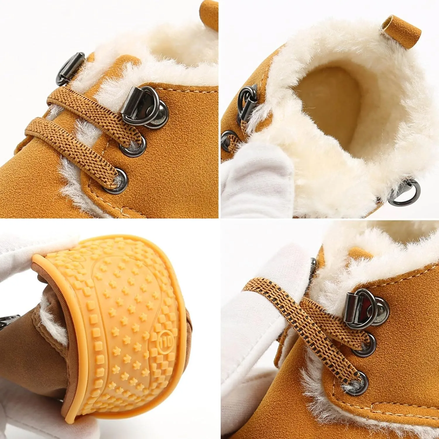 Baby Boys Girls Flat Bottom Plush Ankle Boots Fleece Anti-Slip Rubber Sole Sneakers Toddler Newborn High-top Shoes