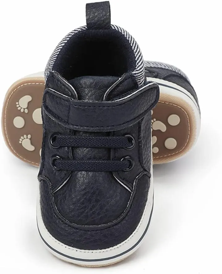 Baby Boys Girls Leather PRE-Walking Sneakers Toddler Anti-Slip Rubber Sole Infant Lightweight First Step Shoes