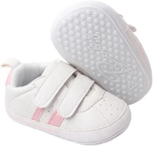 Baby Boys Girls Leather PRE-Walking Sneakers Toddler Anti-Slip Rubber Sole Infant Lightweight First Step Shoes