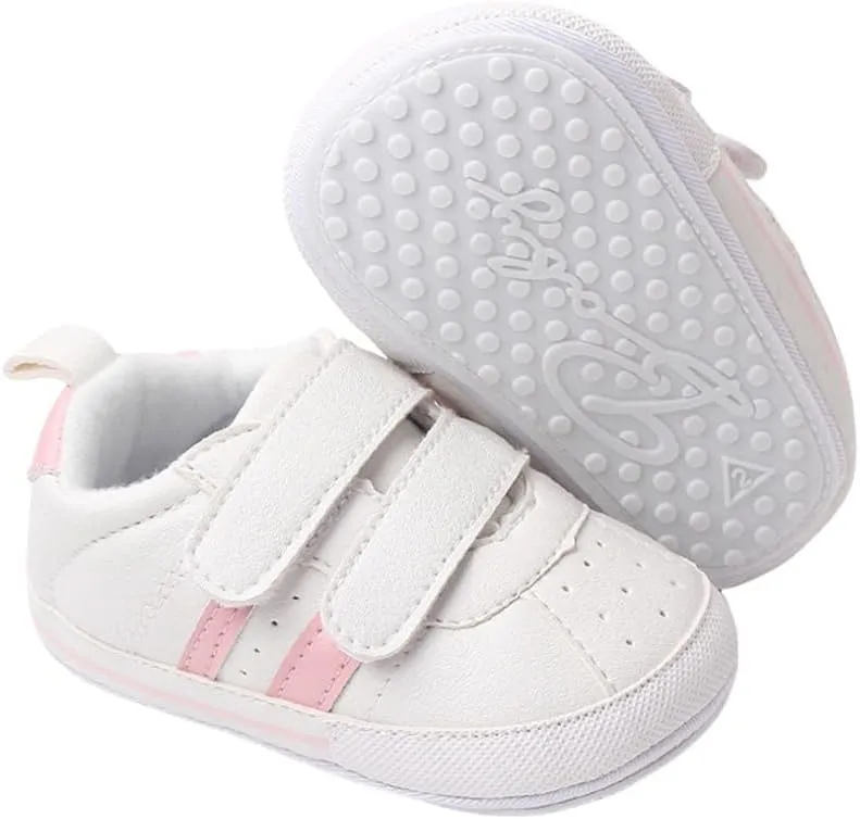 Baby Boys Girls Leather PRE-Walking Sneakers Toddler Anti-Slip Rubber Sole Infant Lightweight First Step Shoes
