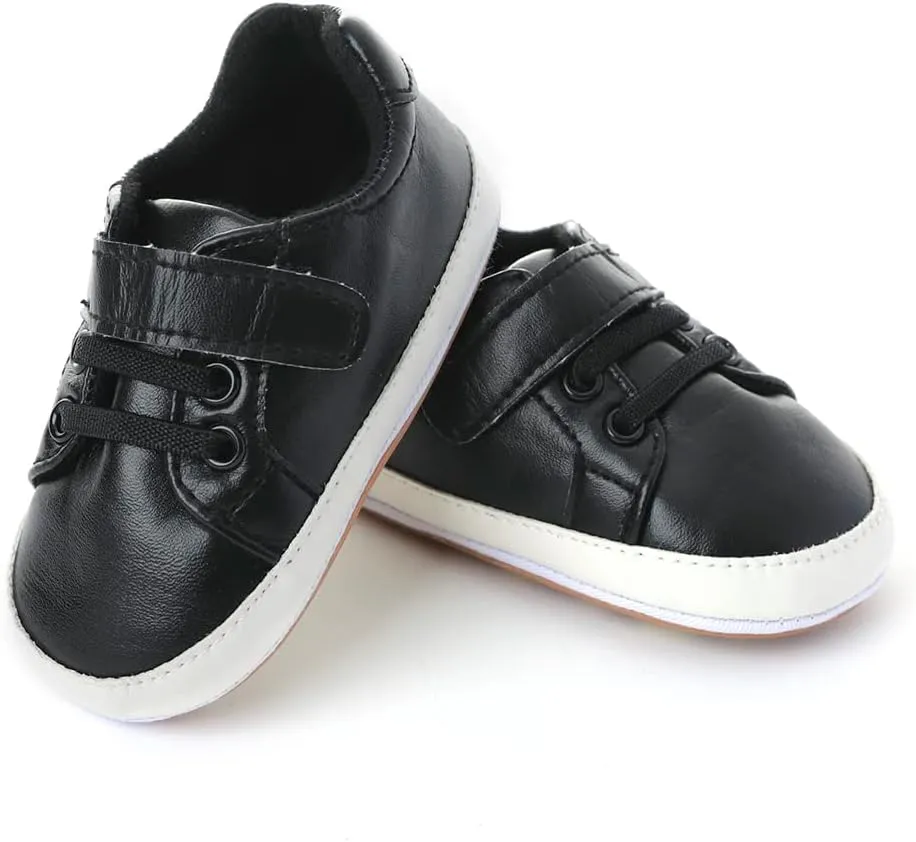 Baby Boys Girls Leather PRE-Walking Sneakers Toddler Anti-Slip Rubber Sole Infant Lightweight First Step Shoes