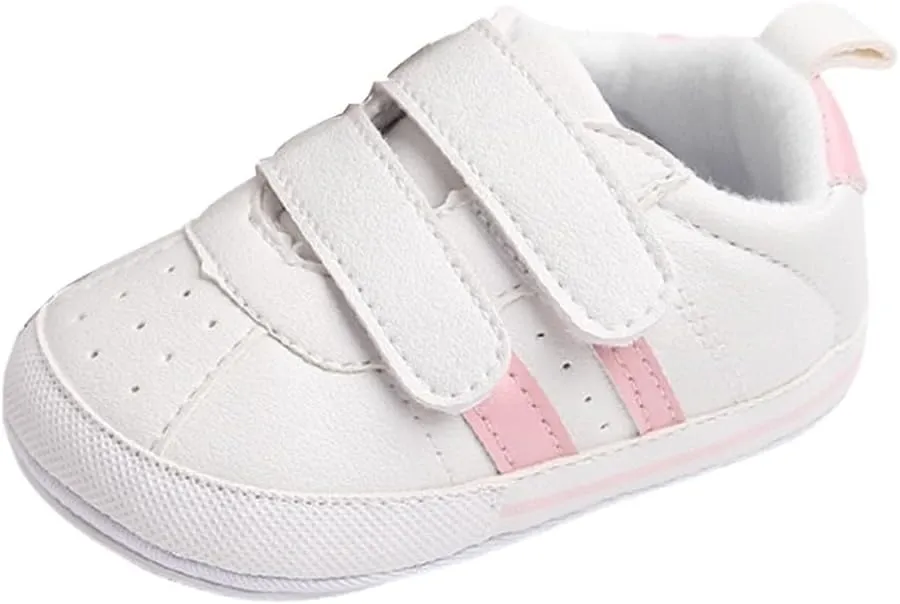 Baby Boys Girls Leather PRE-Walking Sneakers Toddler Anti-Slip Rubber Sole Infant Lightweight First Step Shoes