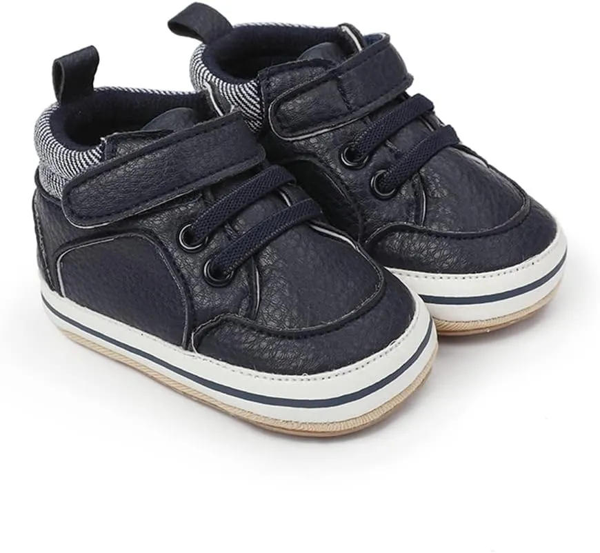 Baby Boys Girls Leather PRE-Walking Sneakers Toddler Anti-Slip Rubber Sole Infant Lightweight First Step Shoes