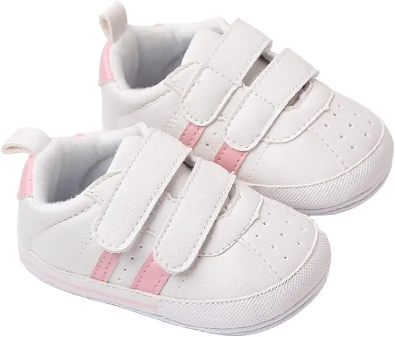 Baby Boys Girls Leather PRE-Walking Sneakers Toddler Anti-Slip Rubber Sole Infant Lightweight First Step Shoes