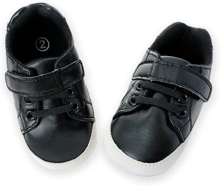 Baby Boys Girls Leather PRE-Walking Sneakers Toddler Anti-Slip Rubber Sole Infant Lightweight First Step Shoes
