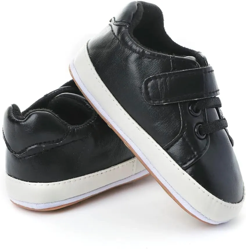 Baby Boys Girls Leather PRE-Walking Sneakers Toddler Anti-Slip Rubber Sole Infant Lightweight First Step Shoes