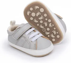 Baby Boys Girls Leather PRE-Walking Sneakers Toddler Anti-Slip Rubber Sole Infant Lightweight First Step Shoes