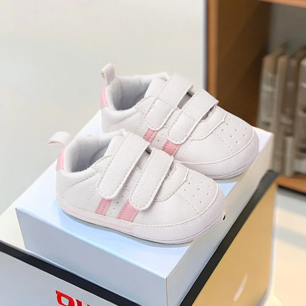 Baby Boys Girls Leather PRE-Walking Sneakers Toddler Anti-Slip Rubber Sole Infant Lightweight First Step Shoes