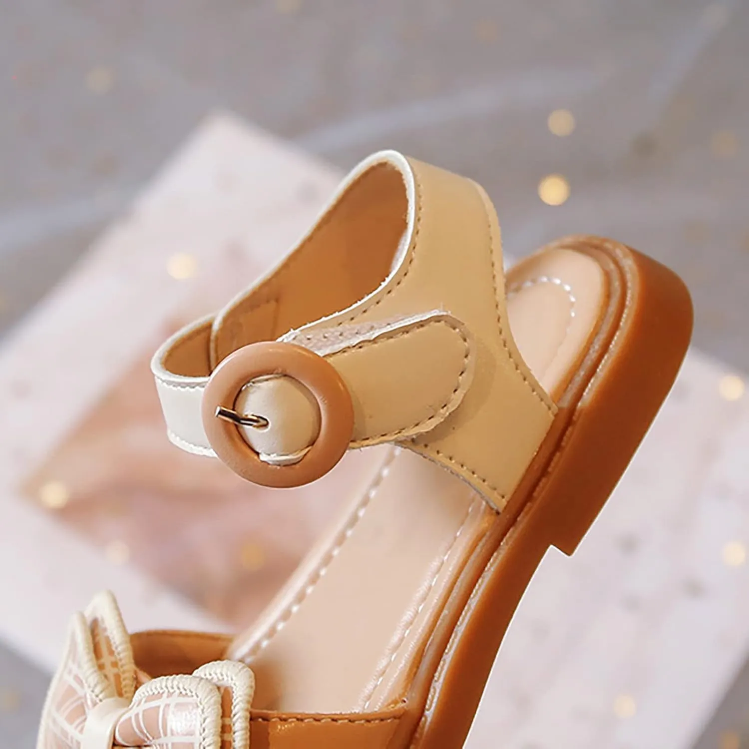 Baby Girls Grid Bow Sandals Anti-Slip Rubber Sole Open Toe Flat Sandals Toddler Baby Girls Summer Outdoor Shoes