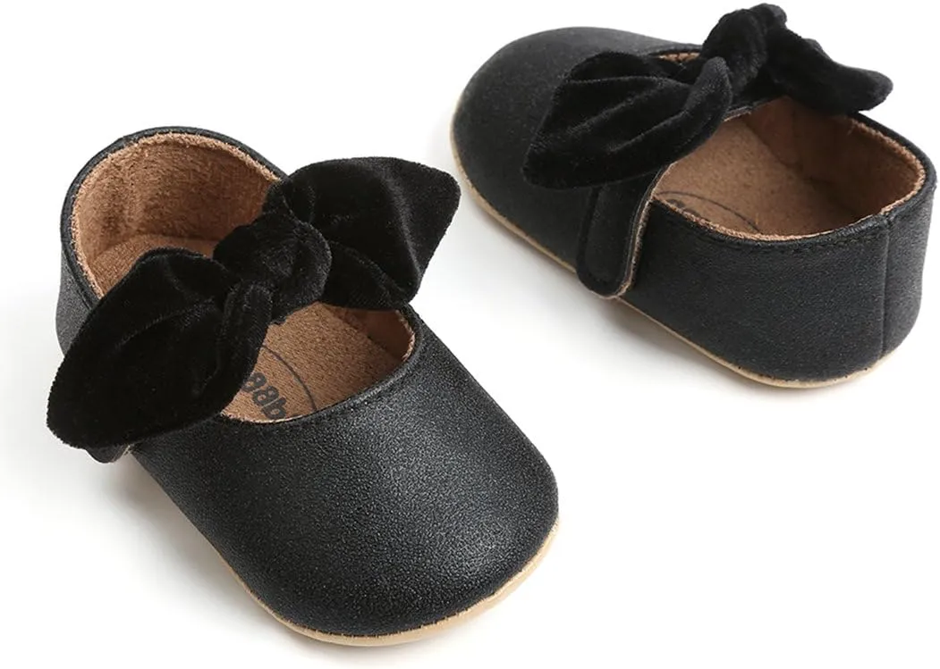 Baby Girls Mary Jane Flats Anti-Slip Rubber Sole Bow Toddler Princess Dress Shoes