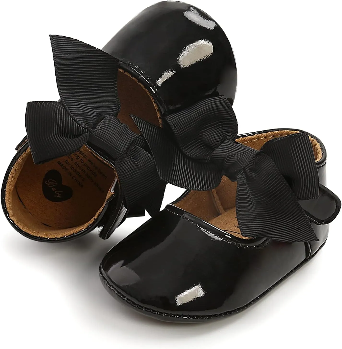 Baby Girls Mary Jane Flats Anti-Slip Rubber Sole Bow Toddler Princess Dress Shoes