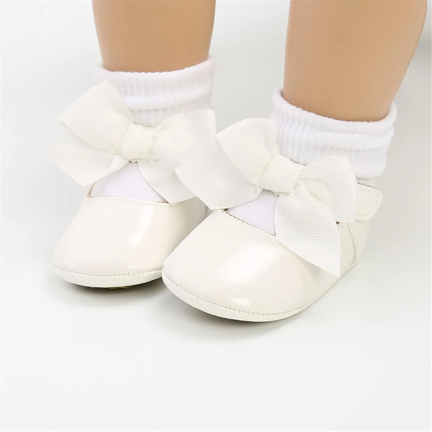 Baby Girls Mary Jane Flats Anti-Slip Rubber Sole Bow Toddler Princess Dress Shoes