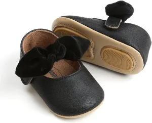 Baby Girls Mary Jane Flats Anti-Slip Rubber Sole Bow Toddler Princess Dress Shoes