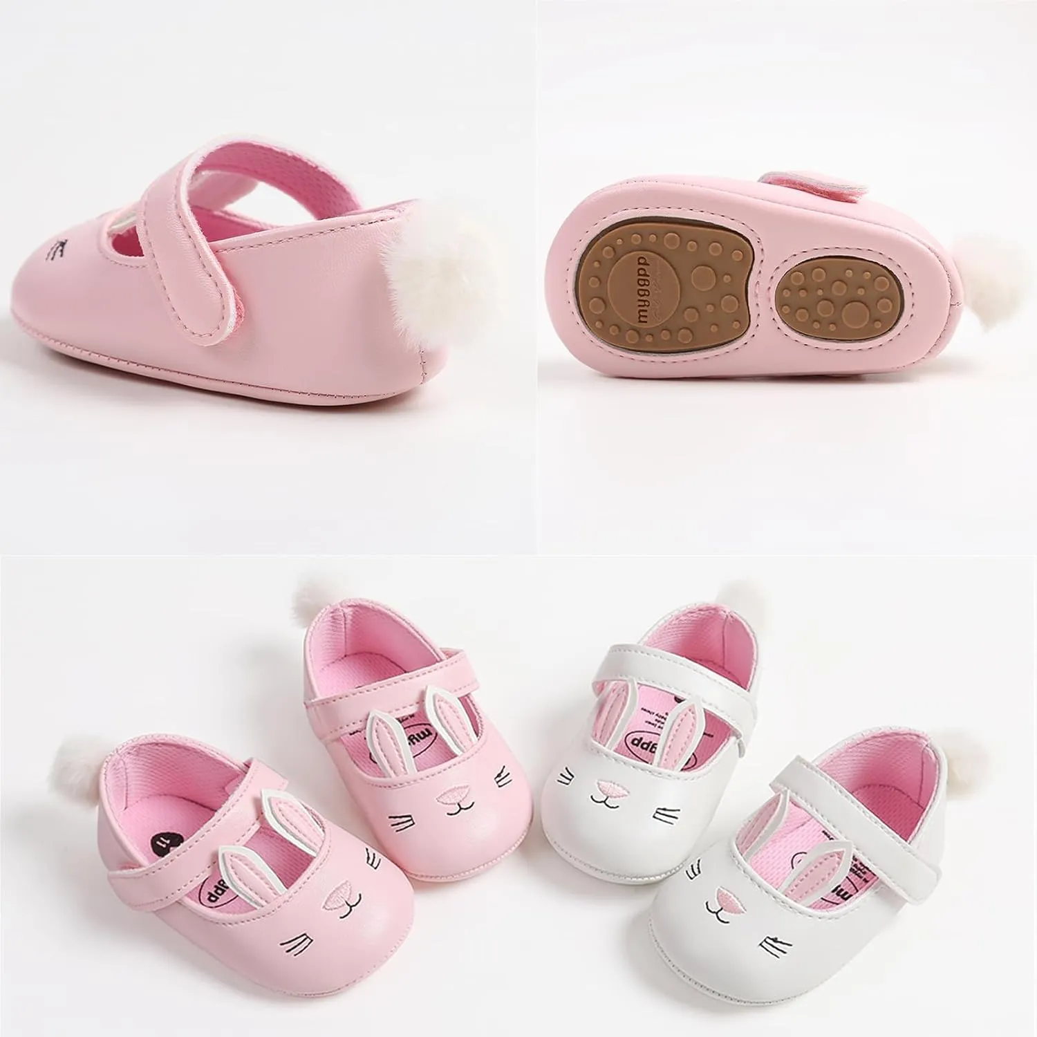 Baby Girls Mary Jane Flats Anti-Slip Rubber Sole Bow Toddler Princess Dress Shoes