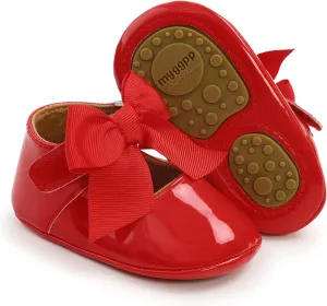 Baby Girls Mary Jane Flats Anti-Slip Rubber Sole Bow Toddler Princess Dress Shoes