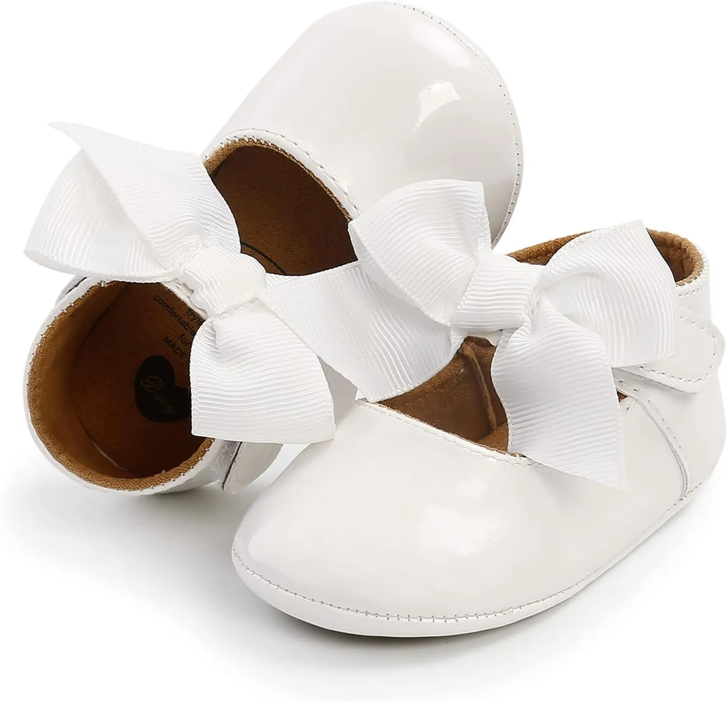 Baby Girls Mary Jane Flats Anti-Slip Rubber Sole Bow Toddler Princess Dress Shoes
