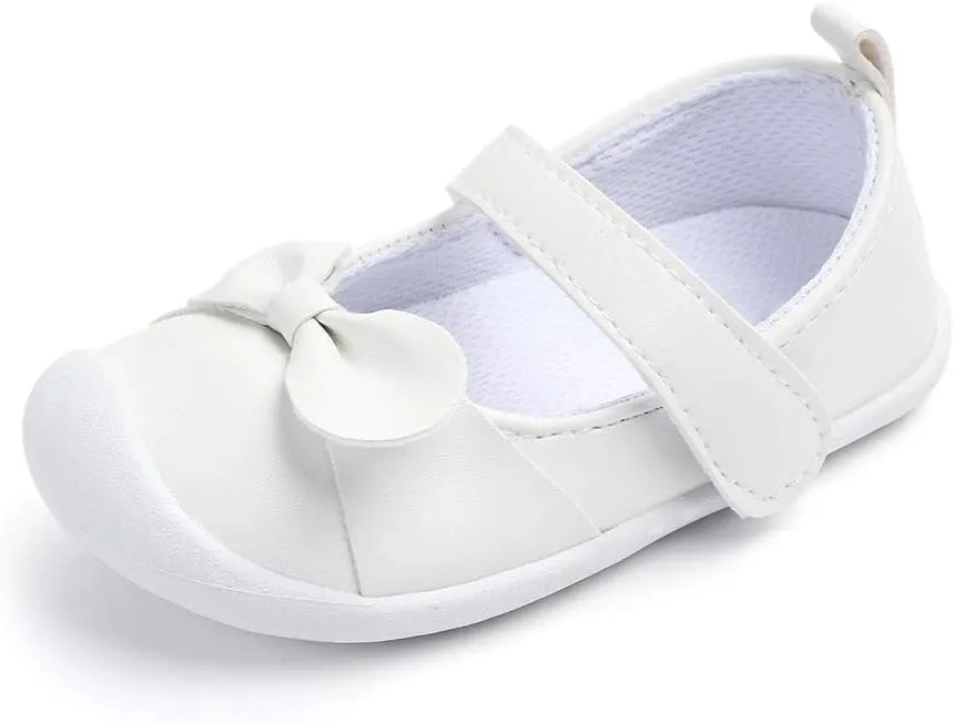 Baby Girls Mary Jane Flats Anti-Slip Rubber Sole Bowknot Toddler First Walkers Dress Shoes