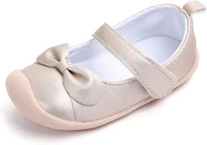 Baby Girls Mary Jane Flats Anti-Slip Rubber Sole Bowknot Toddler First Walkers Dress Shoes