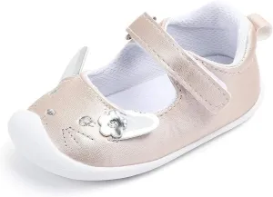 Baby Girls Mary Jane Flats Anti-Slip Rubber Sole Bowknot Toddler First Walkers Dress Shoes
