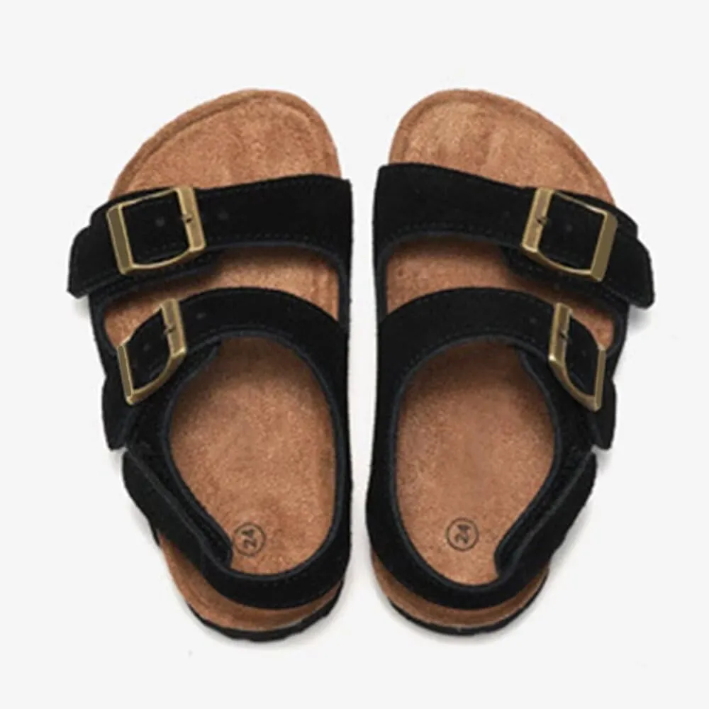 Boys Girls Summer Cork Footbed Slide Sandal, Adjustable Buckle Backstraps Arch Support Outdoor Sandals
