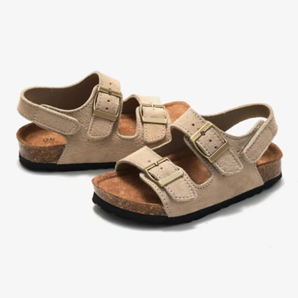 Boys Girls Summer Cork Footbed Slide Sandal, Adjustable Buckle Backstraps Arch Support Outdoor Sandals