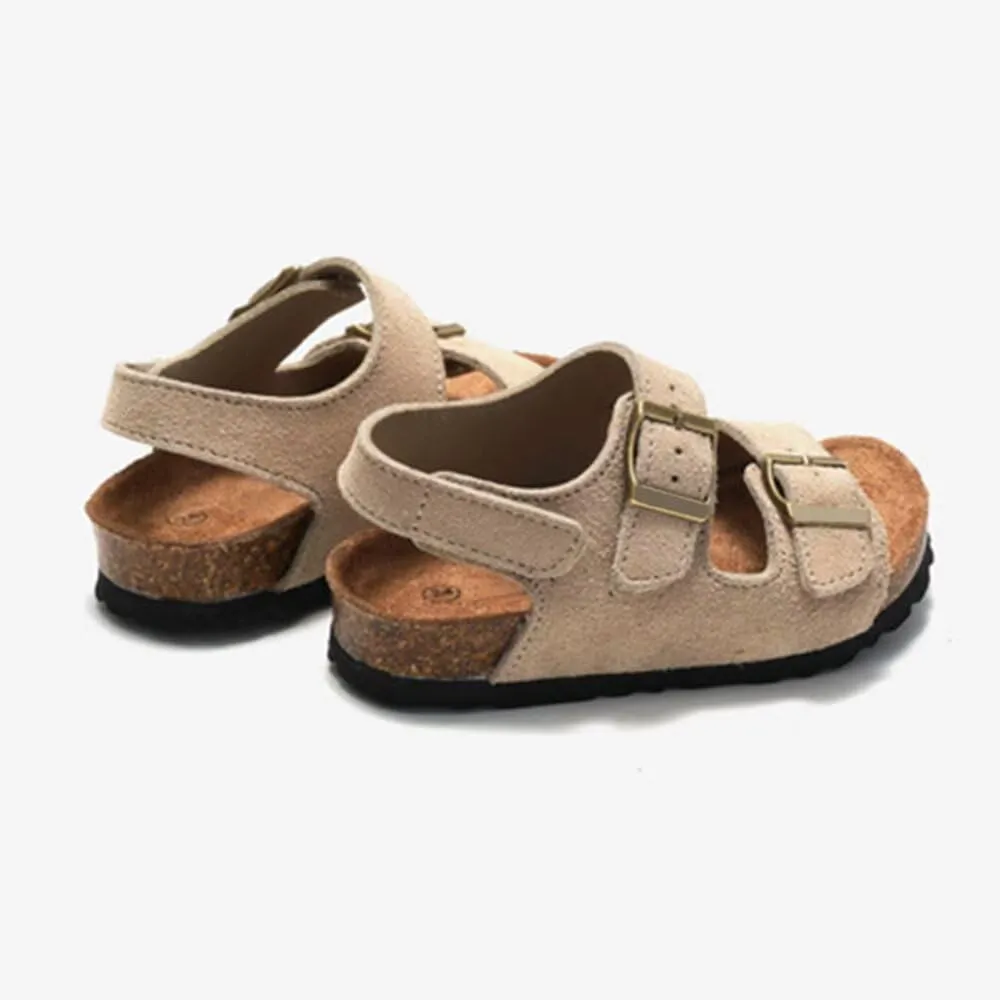 Boys Girls Summer Cork Footbed Slide Sandal, Adjustable Buckle Backstraps Arch Support Outdoor Sandals
